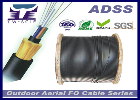 สายเคเบิลไฟเบอร์ออปติกหุ้มเกราะ ADSS แบบยืดหยุ่นสูงแบบ OEM ไม่มีวัสดุโลหะในโครงสร้าง