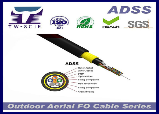 สายเคเบิลไฟเบอร์ออปติกแบบท่อหลวมแบบ Double Jacket Multi Core G657A2 ADSS พร้อมประสิทธิภาพ AT ที่ยอดเยี่ยม