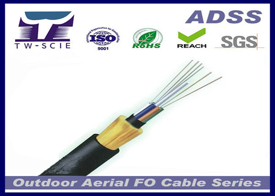 China Long Span Aramid Yarn Strength สายเคเบิลใยแก้วนำแสงหุ้มเกราะด้วยตนเองรองรับ ADSS ทางอากาศ