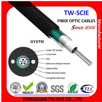 สายเคเบิลใยแก้วนำแสงทางอากาศ 4f 50/125 มม. GYXTW พร้อมโครงสร้างหุ้มเกราะ Unitube