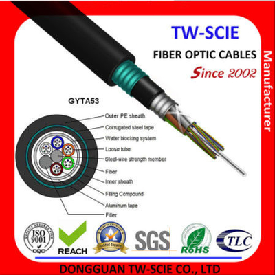 สายเคเบิลใยแก้วนำแสงหุ้มเกราะ 6 แกนโหมดเดียว G652D ไฟเบอร์สำหรับท่อและสายเคเบิล arial เกราะสแตนเลส