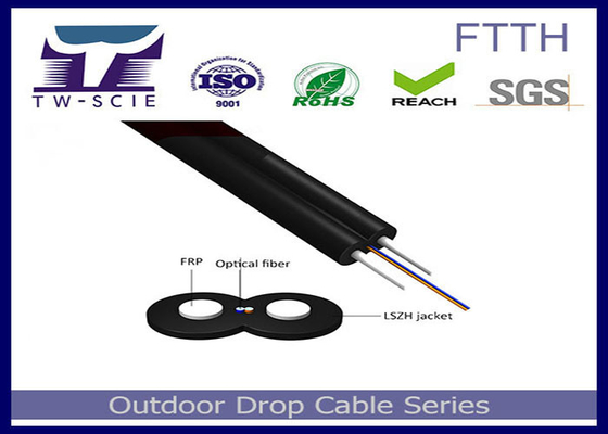สายเคเบิลใยแก้วนำแสงในร่ม LSZH Sheath Kevlar Yarn Material Strength Member-FTTH Cable