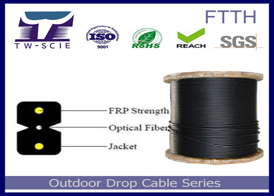สายเคเบิลใยแก้วนำแสงในร่ม LSZH Sheath Kevlar Yarn Material Strength Member-FTTH Cable