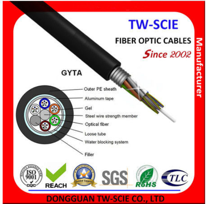 GYTA Loose Tube Steel Tape Armored Cable 12 Core Optical Fiber Optic Network Cable PE เปลือกนอก