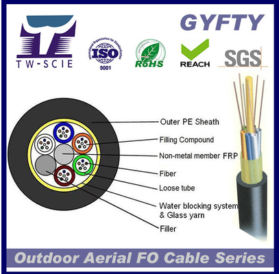 GYFTY 24cores FRP Loose Tube Outdoor Ribbon สายเคเบิลเครือข่ายไฟเบอร์ออปติกแบบไม่หุ้มเกราะ