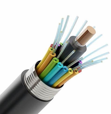 LSZH Jacket Indoor Armored Fiber Optic Cable ด้วยเส้นใย 6-12 เส้นใยต่อท่อ