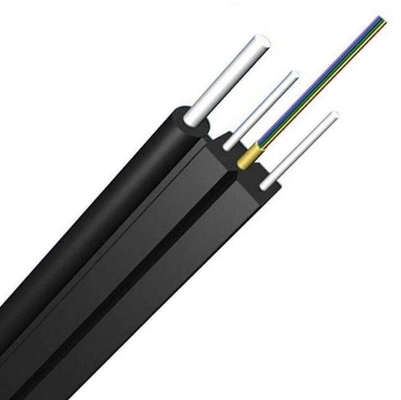 FTTH Drop Cable 2 Core G657A2 สายไฟเบอร์ 3 สายเหล็ก LSZH เสื้อสายไฟเบอร์ออปติก