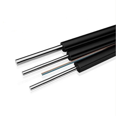 FTTH Drop Cable 2 Core G657A2 สายไฟเบอร์ 3 สายเหล็ก LSZH เสื้อสายไฟเบอร์ออปติก