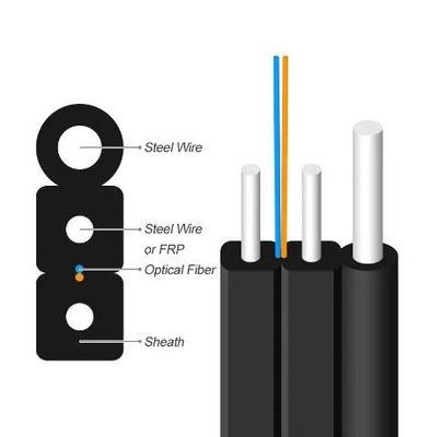 FTTH Indoor Outdoor GJYXCH สายใยออปติก สายใยออปติก ดรัปเคเบิล FRP/Steel G657A 1 2 4 Core Single Mode LSZH Jacket สายใยออปติก