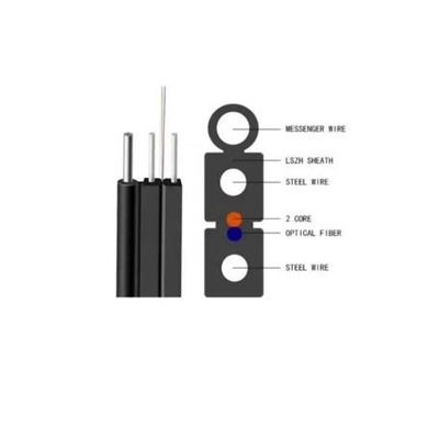 สายเหล็กภายนอก 1core 2cores 4cores รองรับตัวเอง G657a1 G657a2 9/125 FTTH Drop Cable