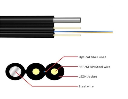สาย FTTH Drop Cable 1 CORE G657A2 G657A1 สายไฟเบอร์ออปติก