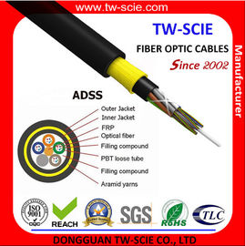 แจ็คเก็ต PE 2-144 สายเคเบิลหุ้มเกราะแบบยืดหยุ่นหลัก ADSS สายเคเบิลไฟเบอร์ออปติกแบบหลวม, สายเคเบิลไฟเบอร์ออปติกกลางแจ้ง