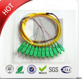 LC/PC Multi Mode Om3 12core Mini Breakout Cable 3m Pigtail-G วัสดุ PVC สีเหลือง เส้นผ่านศูนย์กลาง 2.0mm