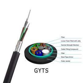 GYTS สายเคเบิลใยแก้วนำแสงกลางแจ้งโทรคมนาคมเหล็กเทปหุ้มเกราะตีเกลียวท่อหลวม