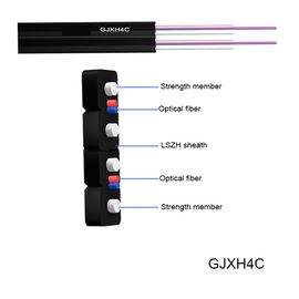 สายเคเบิลวางสาย GJXH4C สายเคเบิลวางสาย FTTH ในร่ม 2 สายเคเบิลใยแก้วนำแสงโหมดเดียวหลัก