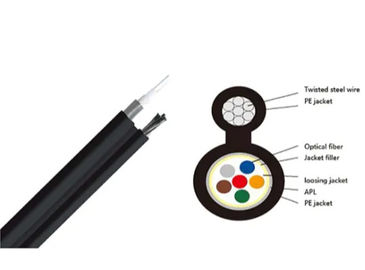 Central Loose Tube รูปที่ 8 สายเคเบิลทางอากาศที่รองรับตัวเองสีดำ, 12 Core F สำหรับกลางแจ้ง