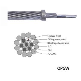 Multi Mode PBT Type OPGW Optical Ground Wire เส้นผ่านศูนย์กลางขนาดใหญ่และความจุไฟเบอร์ สายเคเบิลไฟเบอร์ออปติก