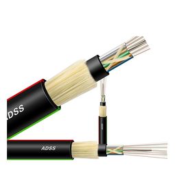 48 Cores ADSS สายเคเบิลไฟเบอร์ออปติกที่รองรับตัวเองสีดำเปลือกนอกสี 100 ช่วง