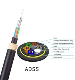 สายเคเบิลไฟเบอร์ออปติกที่รองรับตัวเองได้ทั้งหมด 96 แกน ADSS กลางแจ้งทางอากาศ