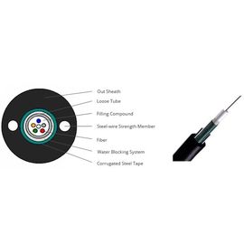 GYXTW 6 Core Single Mode Central Loose Tube สายเคเบิลใยแก้วนำแสงที่ได้รับการจัดอันดับทางอากาศและท่อกลางแจ้ง