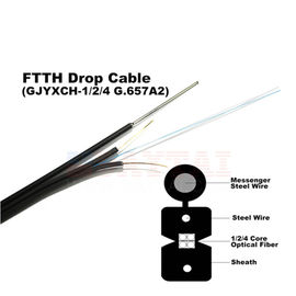 GJYXCH / GJYXFCH กลางแจ้งที่รองรับสายเคเบิล FTTH Drop 1/2/4 Core Single Mode รูปที่ 8 สายเคเบิลไฟเบอร์ออปติก