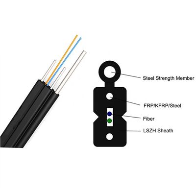 FTTH Drop Cable 1 2 4 Core LSZH Sheath Bow ประเภทไฟเบอร์ออปติกในเครือข่ายคอมพิวเตอร์
