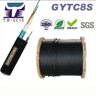 OEM 8 12 24 Core FIG8 สายเคเบิลไฟเบอร์ออปติกรูปที่ 8 ทางอากาศที่รองรับตัวเอง (GYTC8S)