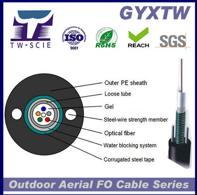 GYXTW 12 สายเคเบิลใยแก้วนำแสงหุ้มเกราะขนาดเส้นผ่านศูนย์กลางเล็กยืดหยุ่น