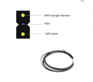 สายไฟเบอร์ออปติกในอาคาร 1 แกน G657A1 Fiber FRP LSZH Sheath Drop Cable FTTH Drop Cable