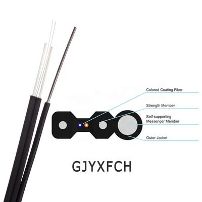 2 Core G657A1 ไฟเบอร์ GJYXCH GJYXFCH สายเคเบิลวาง FTTH กลางแจ้ง