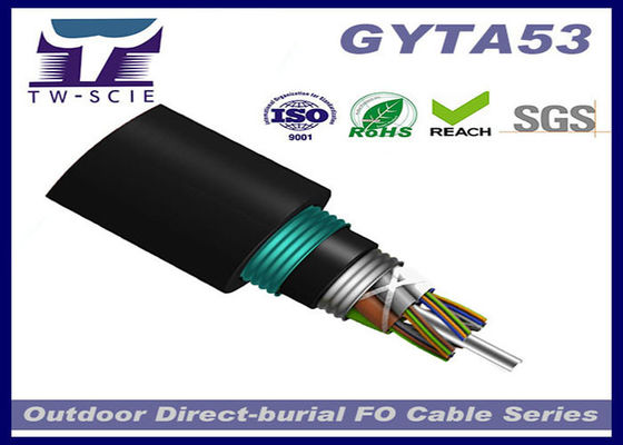 Double Black Jacket Outdoor Fiber Optic Armored Cable Mositure Proof สำหรับการสื่อสาร